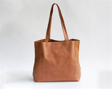 Brown leather Tote bag Soft leather bag Women Bag by maykobags