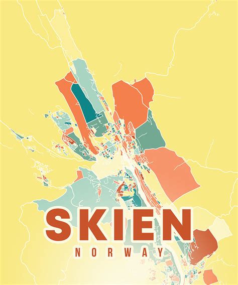 Skien Norway Map Digital Art by Alexandru Chirila - Fine Art America