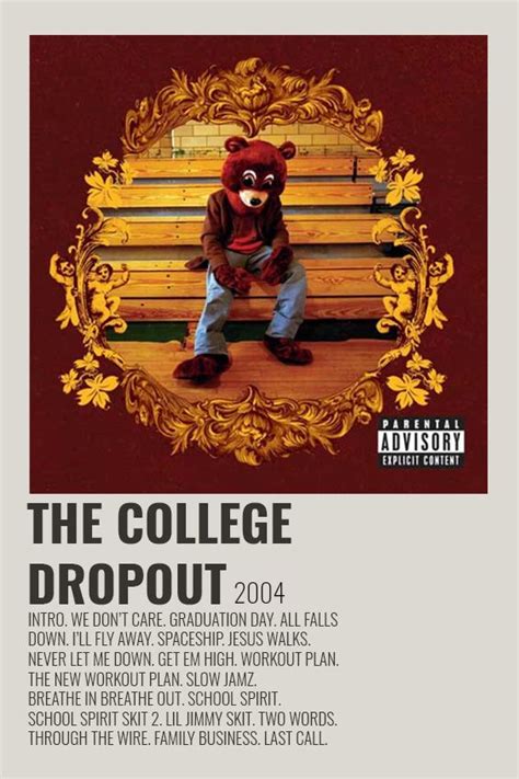 Kanye West The College Dropout Poster | Rap album covers, Music album cover, Music poster ideas