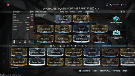 Mod Configs For Equinox Prime - General Discussion - Warframe Forums