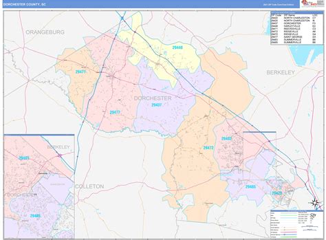 Dorchester County, SC Wall Map Color Cast Style by MarketMAPS