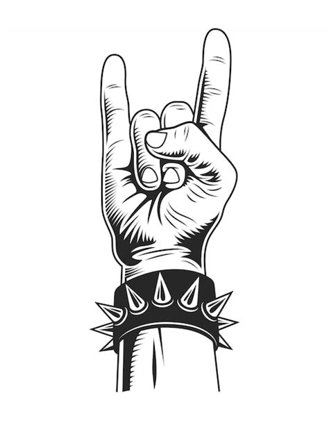 Free Vector | Vintage monochrome rock gesture concept