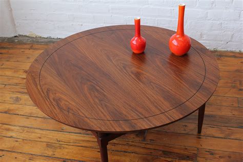 Round Walnut MCM Coffee Table