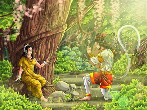 Shree Hanuman meets Maa Sita at Ashok Vatika on Behance