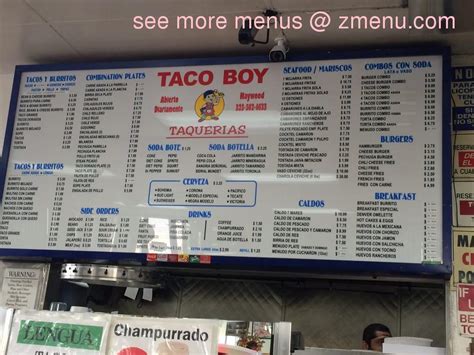 Online Menu of Taco boy Restaurant, Maywood, California, 90270 - Zmenu