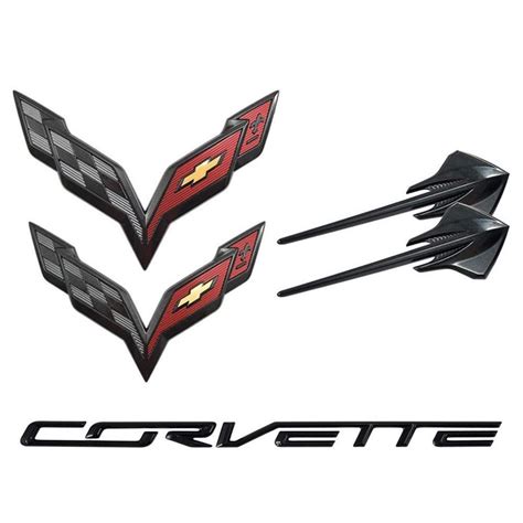 C7 Corvette Stingray Genuine GM Emblems - 5pc Set : Carbon Flash FREE Shipping |CorvetteGuys.com