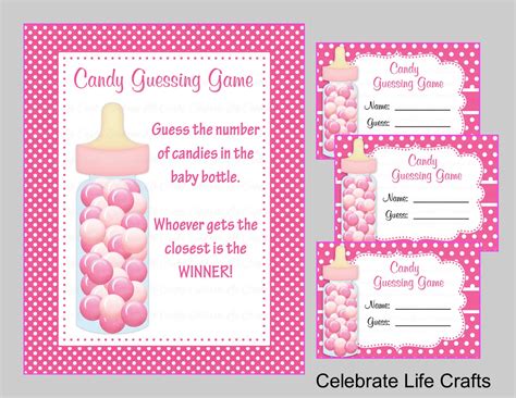 Baby Shower Printable Game Candy Jar or Bottle Guessing Game