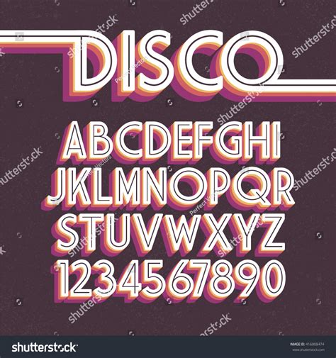 80'S Retro Font. Vector Disco Alphabet - 416008474 : Shutterstock