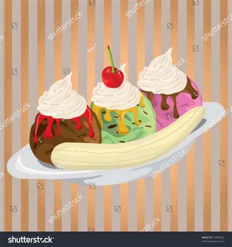 Banana Split Stock Vector Illustration 75480352 : Shutterstock