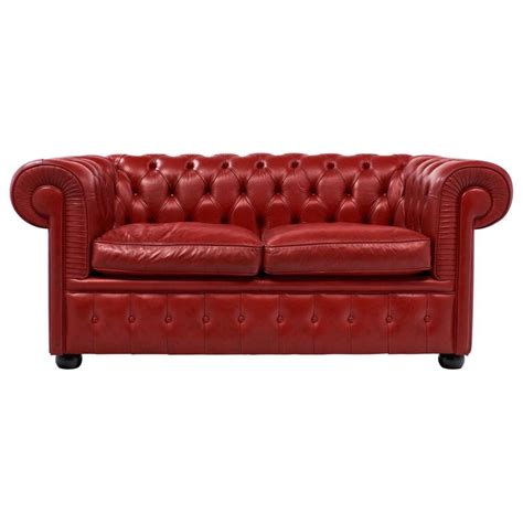 Vintage English Red Chesterfield Sofa For Sale at 1stdibs