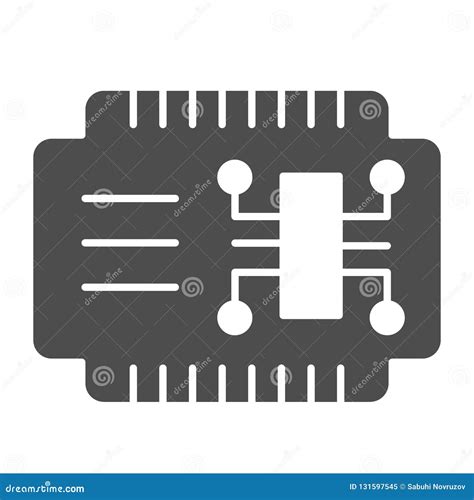 Microcircuit Solid Icon. Car Electronics Vector Illustration Isolated on White. Automobile ...