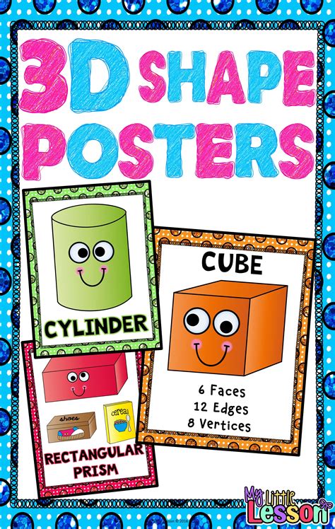 These 3D Shape Posters include three full page posters for the 3D Shapes: cone, cube, cylinder ...