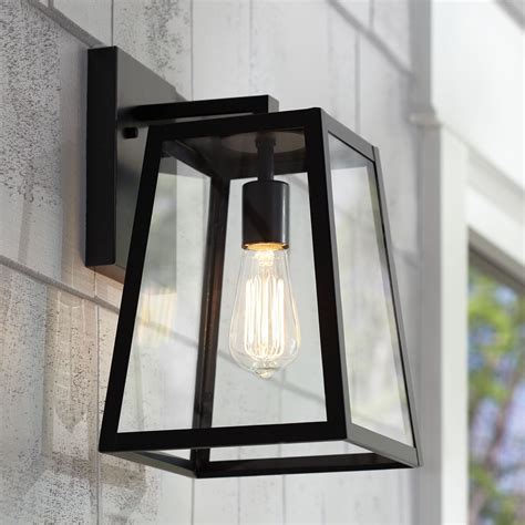 John Timberland Modern Outdoor Wall Light Fixture Black 13" Clear Glass ...