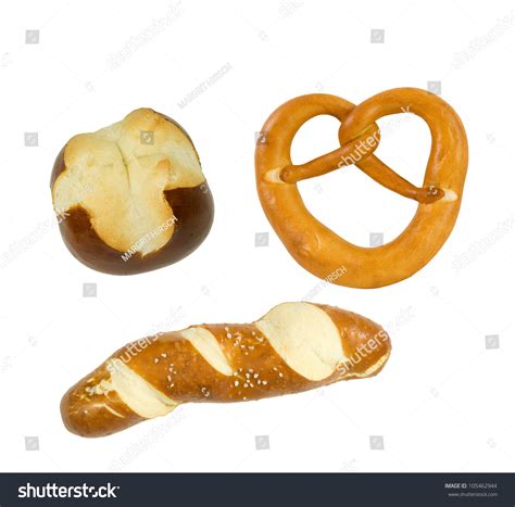 Three Different Shapes Of Pretzel On A White Background Stock Photo ...