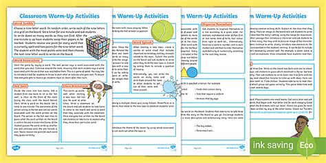 Classroom Warm-Up Activities | Primary Teaching Resources