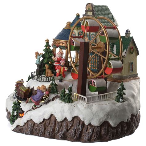 Animated Christmas village with music, ferris wheel and | online sales on HOLYART.com