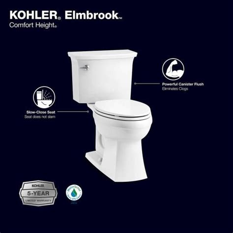 KOHLER Elmbrook 12 in. Rough In 2-Piece 1.28 GPF Single Flush Elongated Toilet in White Seat Not ...