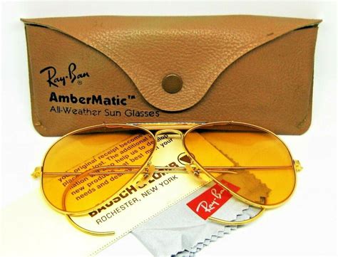 Ray-Ban USA Vintage 1970s NOS B&L Aviator Ambermatic PhotoChromic New Sunglasses | Sunglasses ...