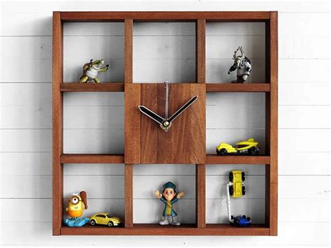 Raft Handmade Wooden Wall Clock with Integrated Storage Boxes | Gadgetsin