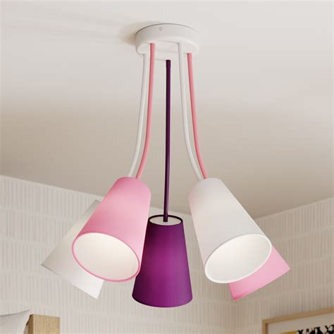 Wire Kids 5-bulb ceiling lamp, white/pink/purple | Lights.ie