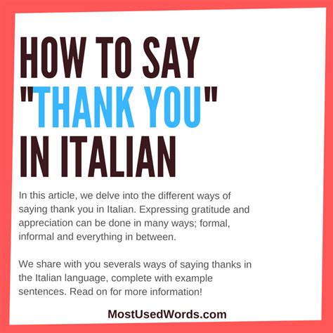 Common Ways To Say Thank You in Italian – MostUsedWords