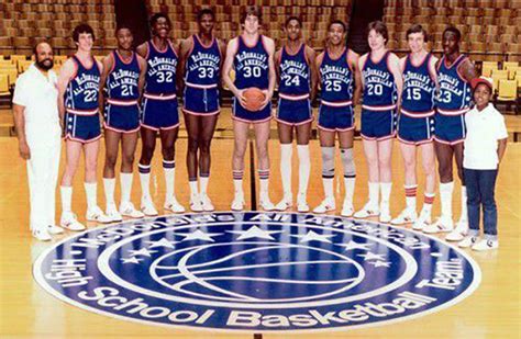 Stars in the McDonald's All-American Game with Patrick Ewing and Chris Mullin, setting a record ...