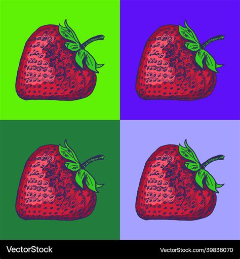 Strawberry pop art style andy warhol Royalty Free Vector