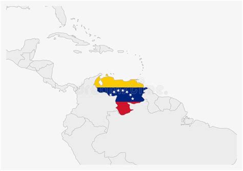 Venezuela Map Highlighted in Venezuela Flag Colors Stock Vector ...