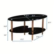 Modern Black Glass Coffee Table 3 layer Oval Design High - Temu