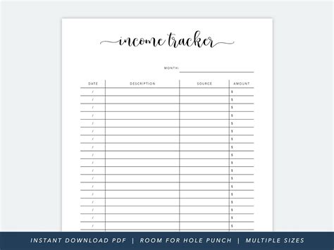 Free Income Tracker Printable - Printable Form, Templates and Letter