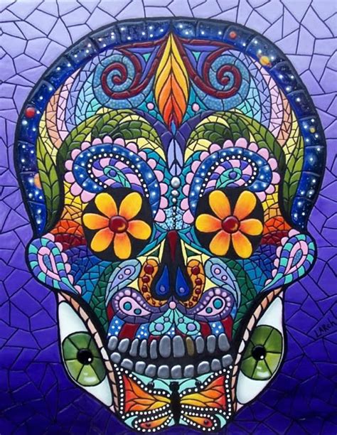 Mosaic Sugar Skull Painting by Kay Larch - Pixels