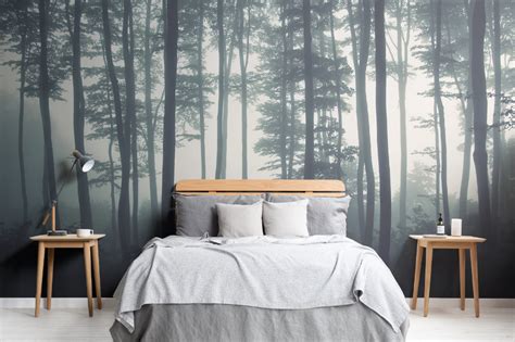 Sea Of Trees Forest Wallpaper Mural | Hovia | Master bedroom wallpaper ...