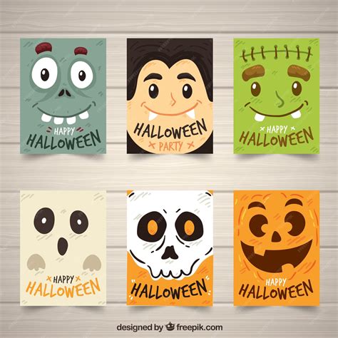 Free Vector | Funny halloween cards collection