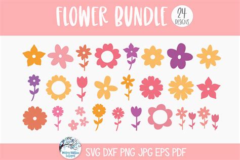 Flower Bundle SVG | Floral Silhouette ClipArt – Wispy Willow Designs