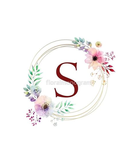 Monogram S Colorful Spring Flowers And Foliage by floralmonogram ...