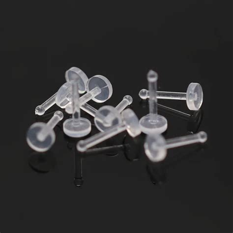 18G 20G Bio plastic nose studs anti allergic piercing nose ring clear white invisible solid ...