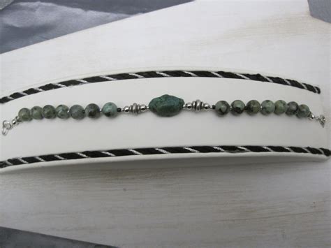 African Green Turquoise Stones Silver Metal Bracelet - Embellish Me Jewelry Art