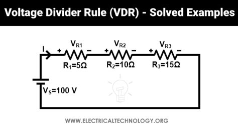 Voltage Divider Rule (VDR) - Examples for R, L & C Circuits