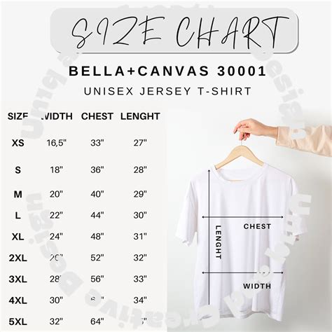 Bella Canvas Size Chart Bella Canvas 3001 Size Chart Bella Canvas ...