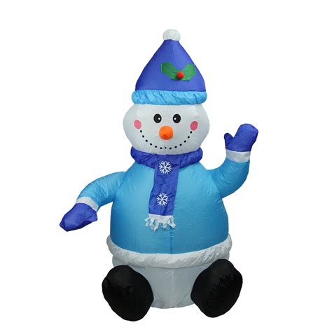 4' Inflatable Lighted Blue Snowman Christmas Outdoor Decoration - Walmart.com