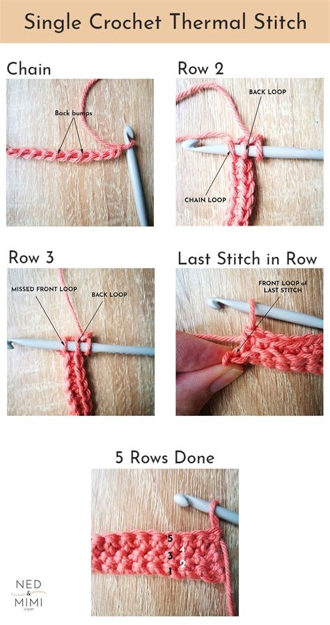 Single Crochet Thermal Stitch - A Quick Tutorial | Ned & Mimi Beginner Crochet Tutorial, Crochet ...