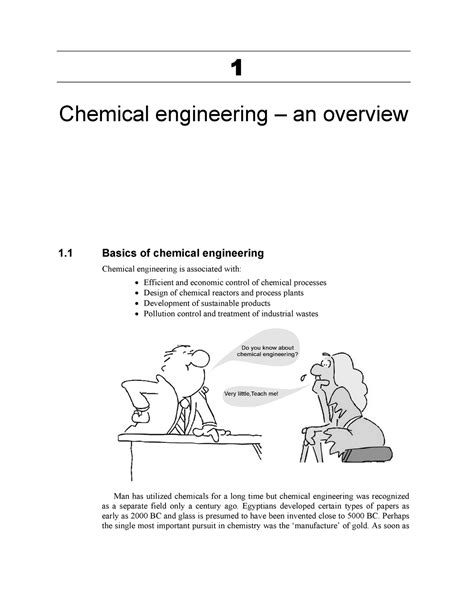 Lecture notes on Chemical engineering - 1 Chemical engineering – an overview 1 Basics of ...