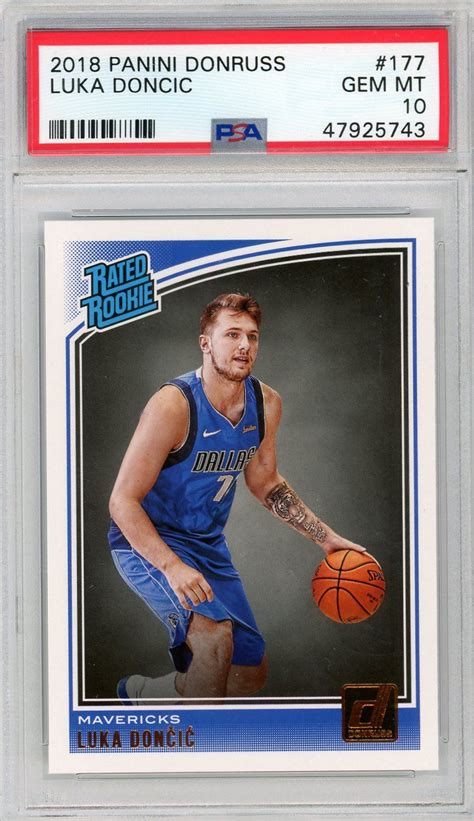 2018 Luka Doncic Mavericks Panini Donruss PSA 10 Rated Rookie Card #177 ...