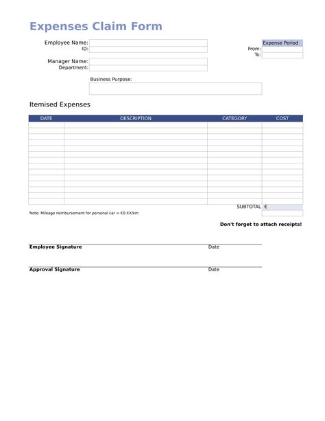 Free Expense Reimbursement Form Template Printable Templates | Images ...