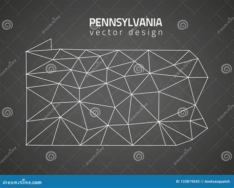 Pennsylvania Contour Black Polygonal Triangle Vector Perspective Map Stock Vector - Illustration ...