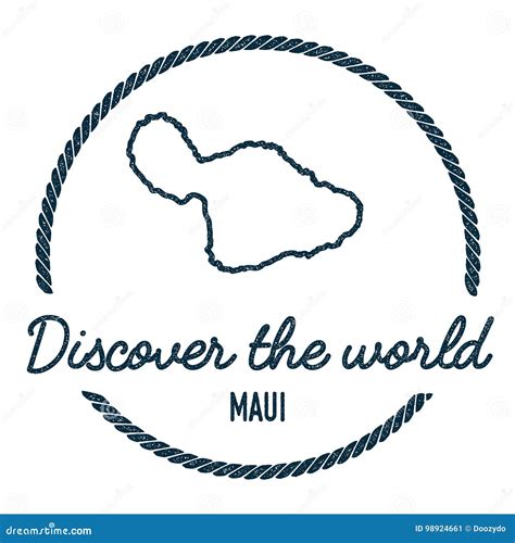 Maui Map Outline. Vintage Discover the World. Stock Vector - Illustration of card, damaged: 98924661