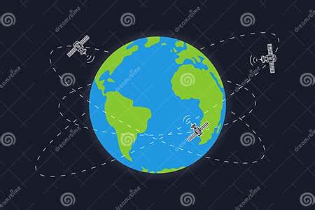 Planet Earth and Satellite Orbits Vector Illustration Stock Vector - Illustration of globe, blue ...