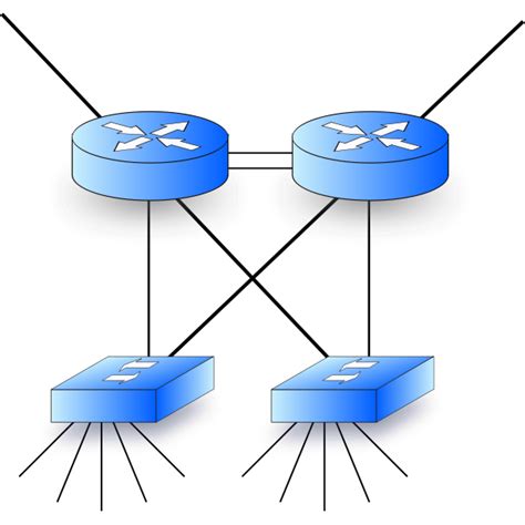 Vector graphics of network diagram with two routers and two switches ...