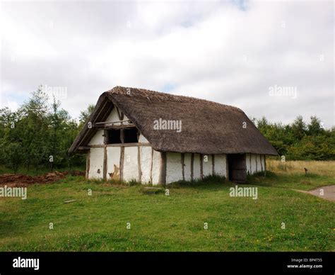 A medieval farm house at The Museum of Early Medieval Northumbria at Stock Photo, Royalty Free ...