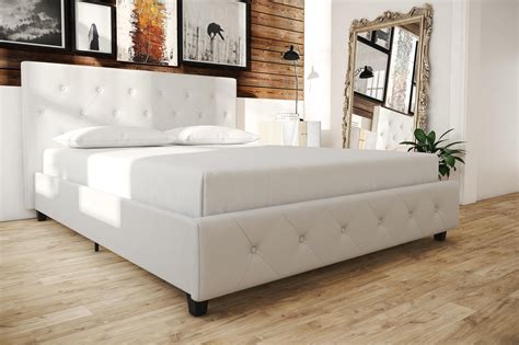 River Street Designs Dakota Upholstered Platform Bed, Full Size Frame, White - Walmart.com